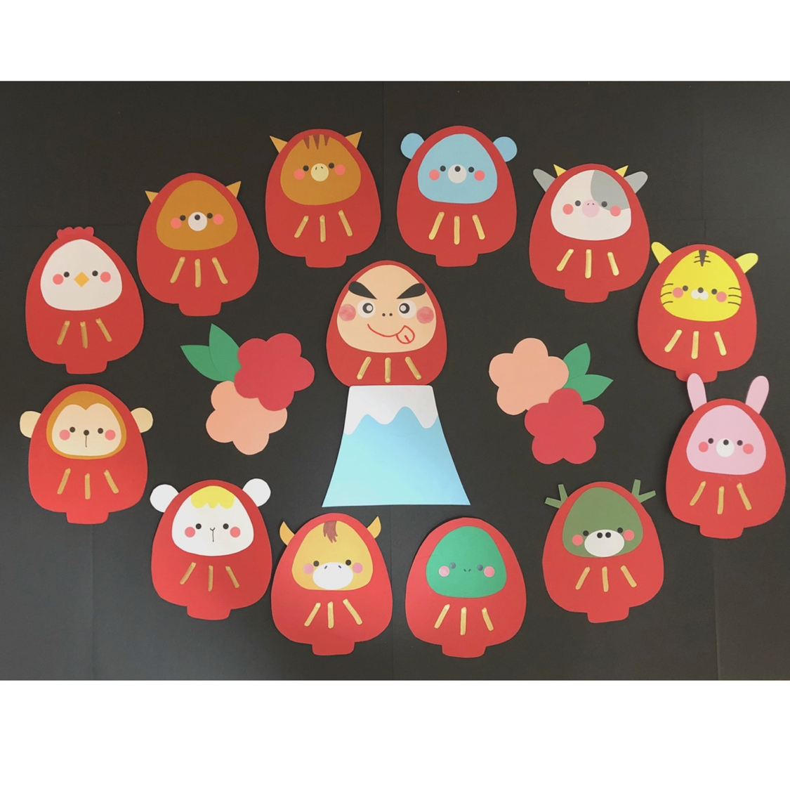 もりもり様専用ページ お正月 壁面飾り 壁面飾り工房本店 壁面装飾・パネルシアター・ペープサート・型紙・知育・保育・介護商品の販売☆壁面飾り工房横200cm 「楽しいお正月！」1月 冬 十二支 幼稚園 保育園 学校 病院 施設 知育 壁面装飾 型紙 製作☆