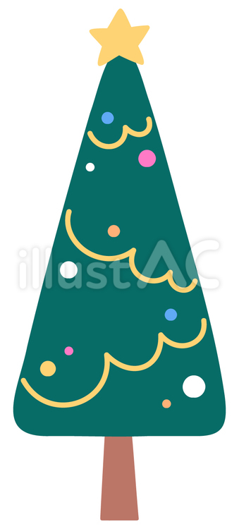 12月 クリスマスツリー イラストのフリー素材イラストイメージ
