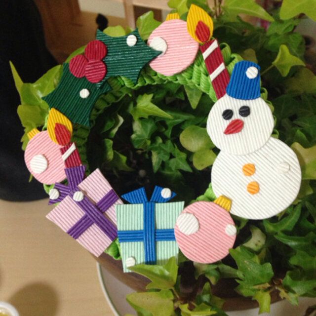 雪だるまのクリスマスリース 35cm x 55cm