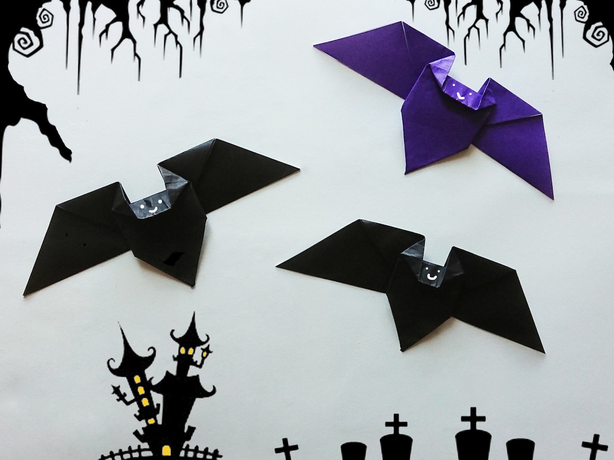 ハロウィンの折り紙で簡単こうもりの作り方！10月の飾りにピッタリ私が幸せになる子育て