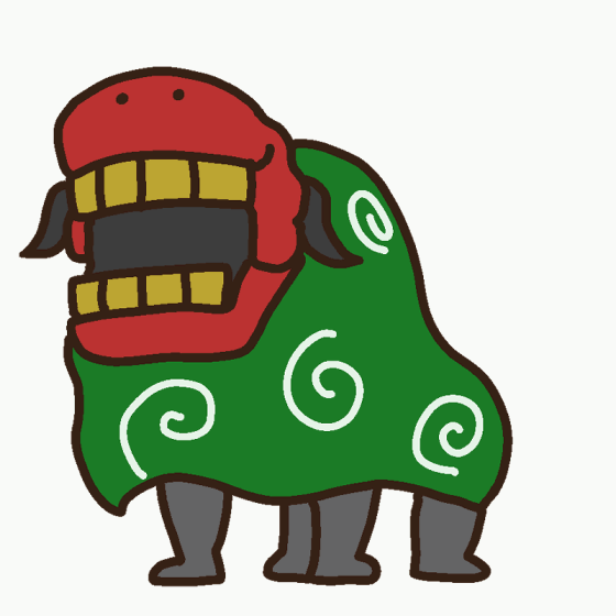 かわいい獅子舞と蛇のイラスト素材無料ダウンロード IllustCute