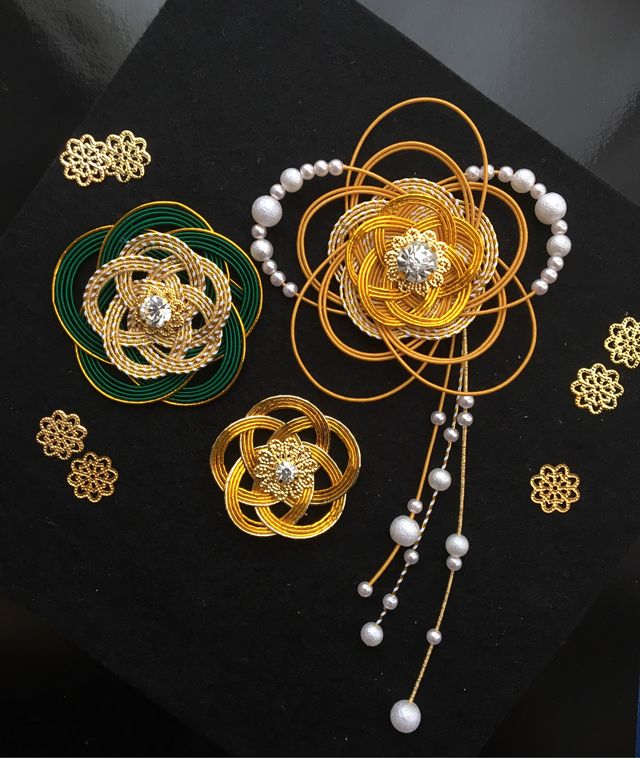 水引ハンドメイド あわじ結び＆梅結びのやりかた・Uピンの髪飾りの作り方を紹介 着物 kimono