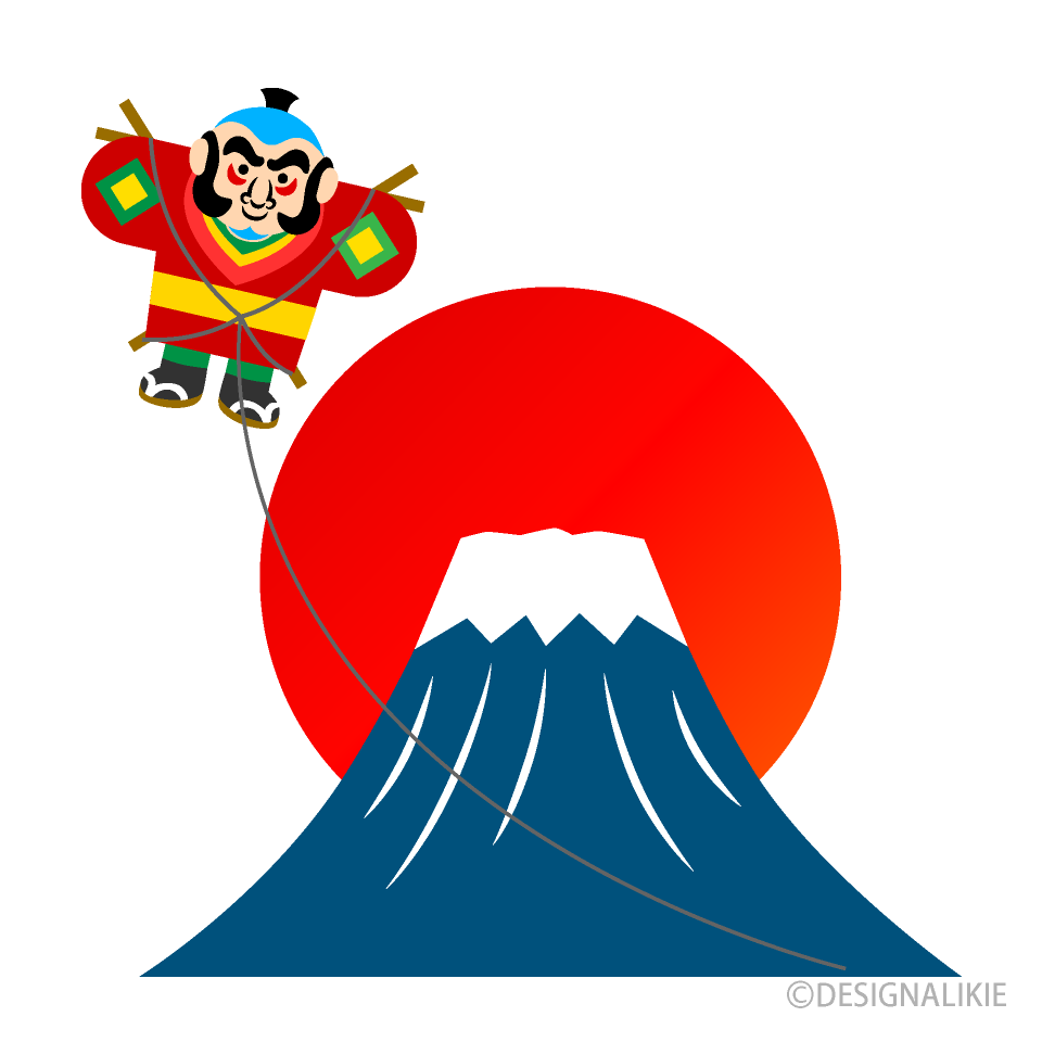 富士山と梅のお正月の罫線イラスト無料の線・ライン素材 飾り罫線イラスト.com