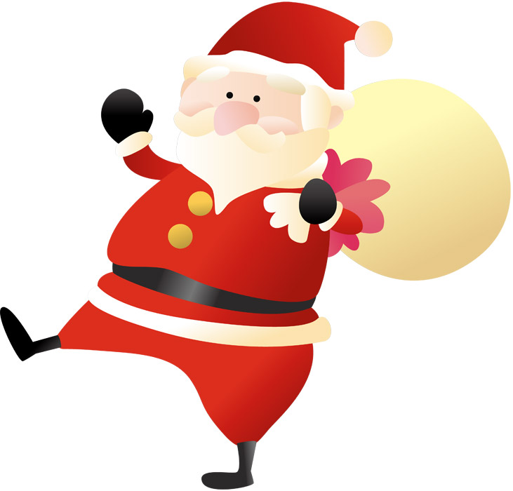 クリスマスのサンタクロース 12月イラストのフリー素材イラストイメージ