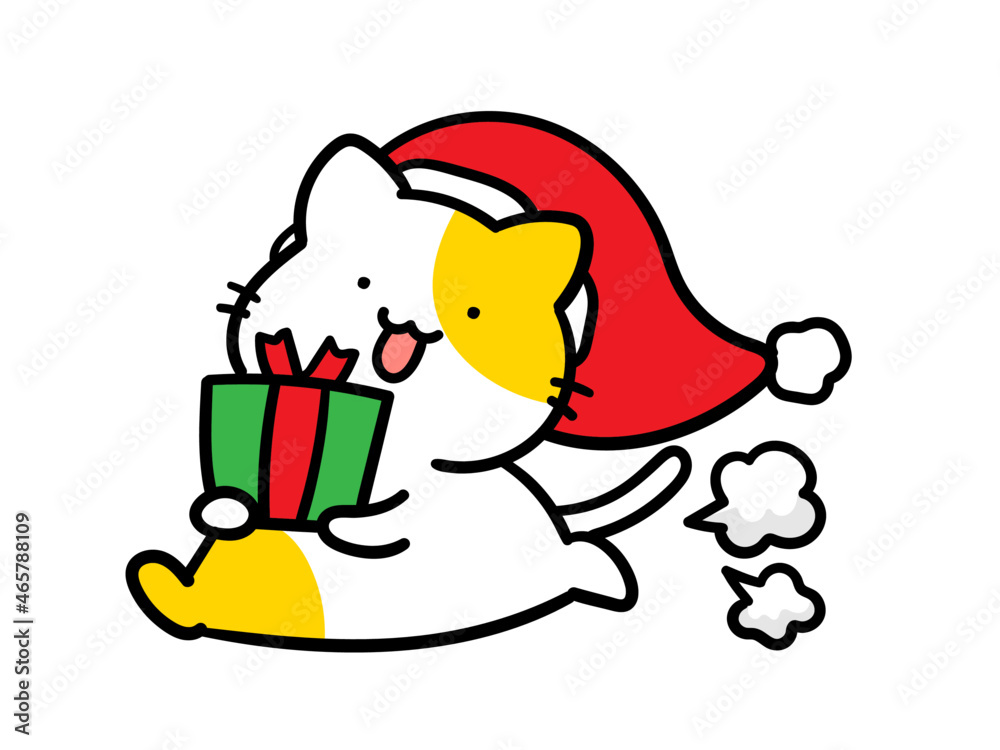 クリスマスツリーとプレゼントの袋を持つサンタクロースのイラスト素材82874314- PIXTA