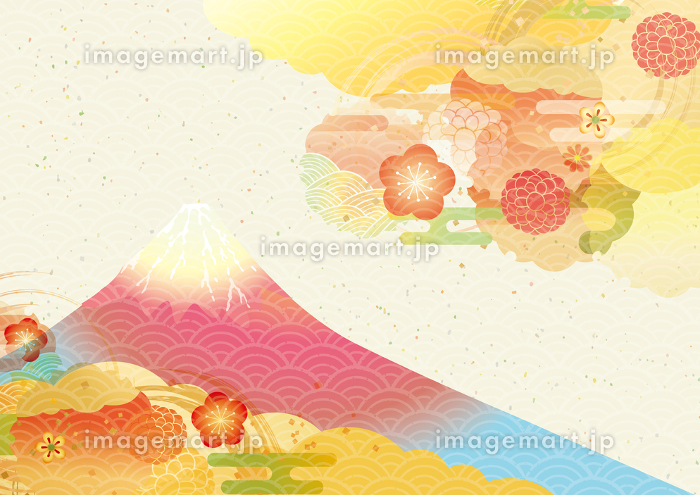 お正月向け背景素材 カラフル ：イラスト無料