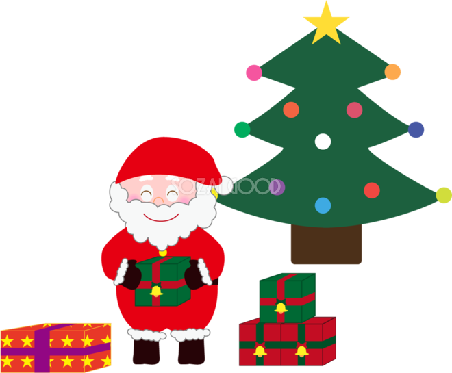 生活・行事・クリスマス・冬・人 プレゼントを持ったサンタさんのかわいいフリーイラストフタバのフリーイラスト