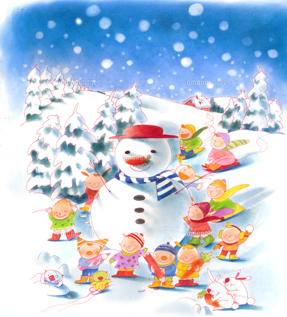 冬休みイラストなら、小学校・幼稚園向け・保育園向けのかわいい無料イラストお試しフリー素材 カット がいっぱいの安心サイトへどうぞ