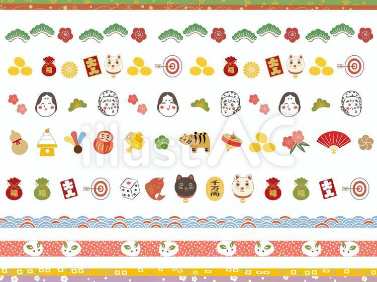 お正月のライン 赤無料イラスト素材素材ラボ