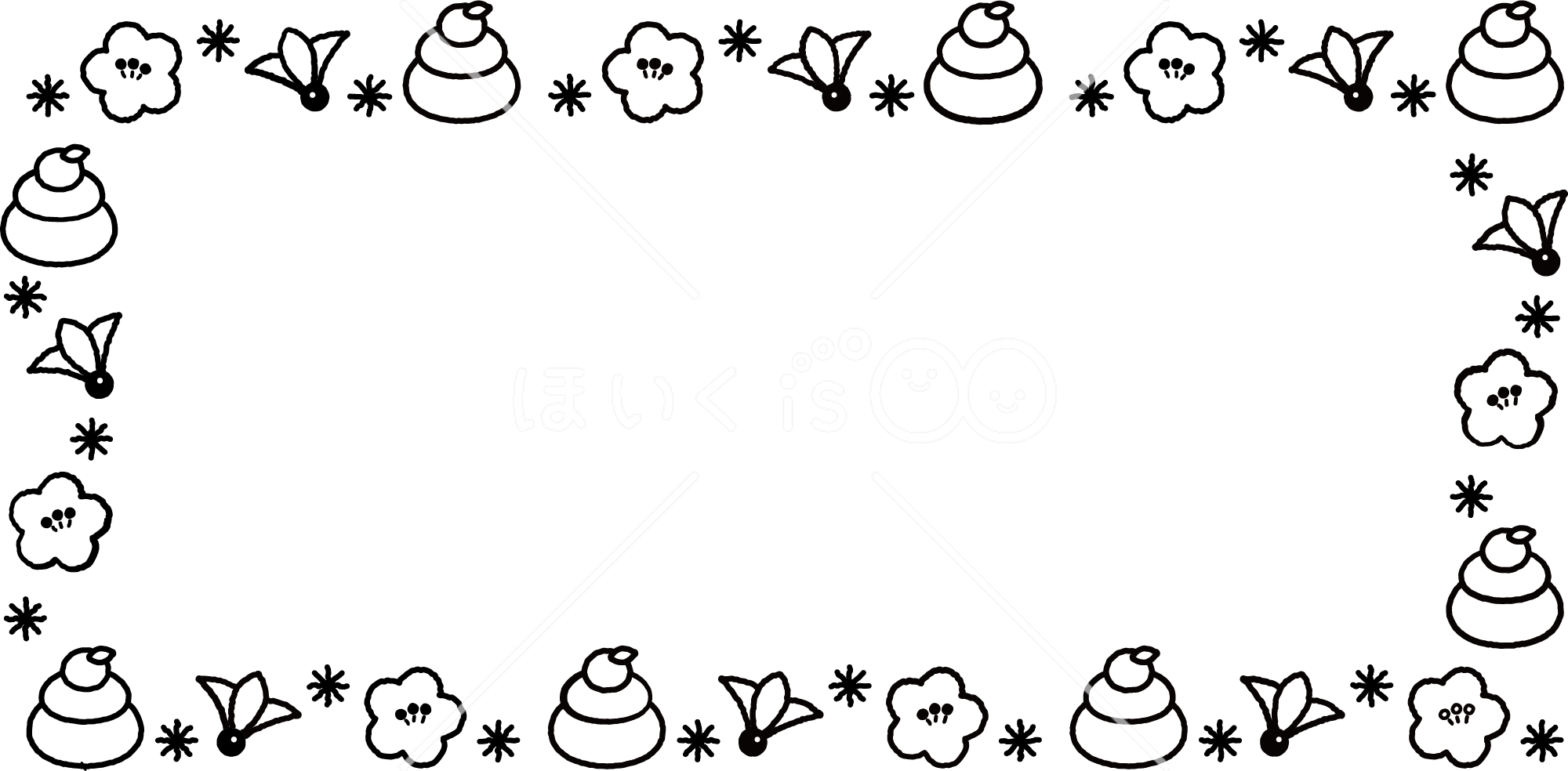 お正月飾りの格子フレーム A4タテ イラスト