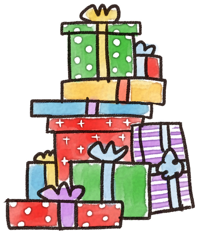 山積みのプレゼントのイラスト クリスマス : ゆるかわいい無料イラスト素材集