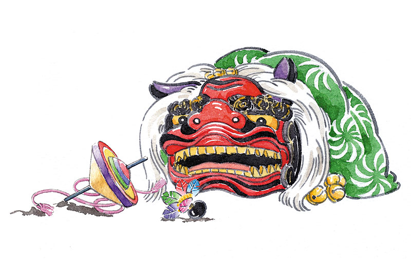 お正月獅子舞イラスト