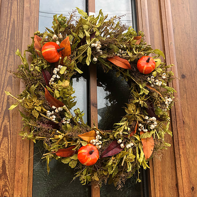 ハロウィン Halloween 直径約２８cm！ ハロウィンカラーを存分に使ったハロウィンフラワーウッドリース♩ ハロウィン おしゃれ4U