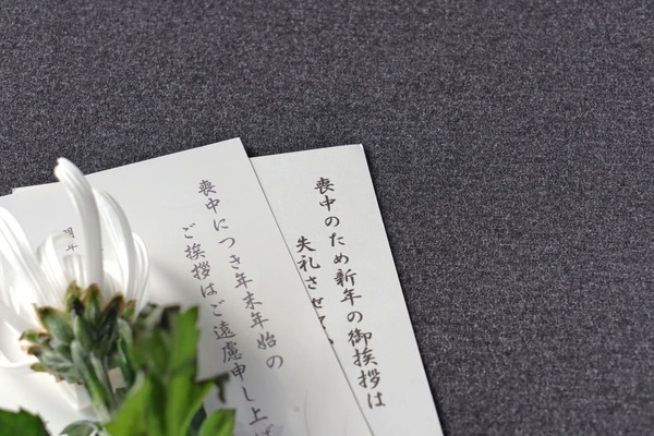 木と鳥の喪中はがき 挨拶文あり令和元年11月 ：イラスト無料