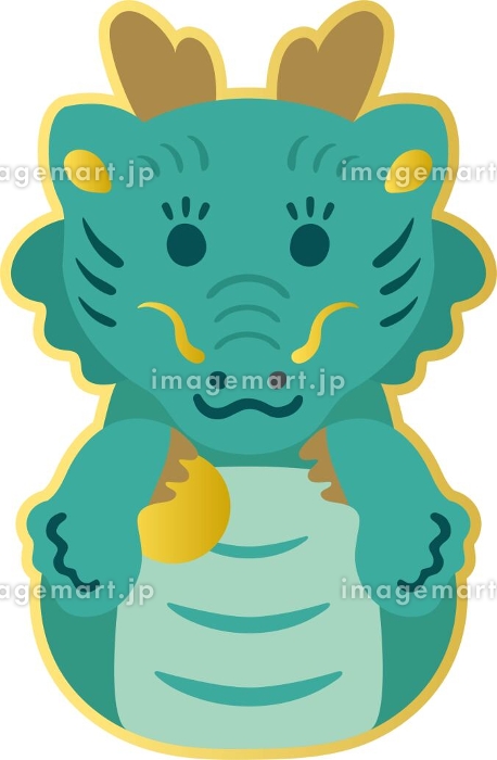 イラストデータ販売2024年 シンプルな辰年年賀状 縦型イラストダウンロード