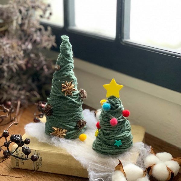 簡単 100均毛糸🎅クリスマスツリーの作り方🌲 ボンド不要✨縫わない✨ DIY How to make a yarn Christmastree.christmas ornament