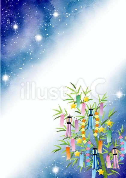 七夕にぴったり！かわいい！短冊と星の枠 フレームイラスト商用フリー 無料 のイラスト素材なら「イラストマンション」