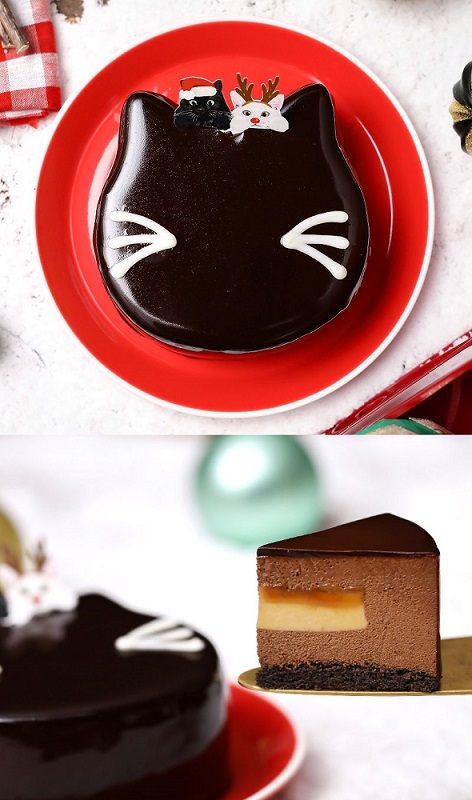 🐈クリスマス限定BOX🎄ねこねこクリスマスケーキ2種 黒ねこ＆白ねこ ニットバッグ付き 送料込み