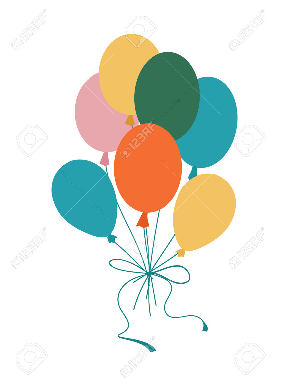 カラフルな風船お祝いパーティーの装飾ベクトル イラストPremiumベクトル素材