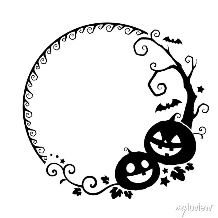 ハロウィンシルエットの丸枠ぼかしオレンジイラスト - No: 24381376無料イラスト・フリー素材なら「イラストAC」