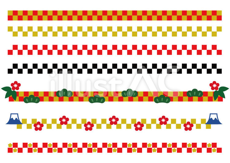 お正月のラインイラスト：イラスト無料