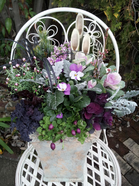 多肉植物でお正月用の寄せ植え作ってみました♡