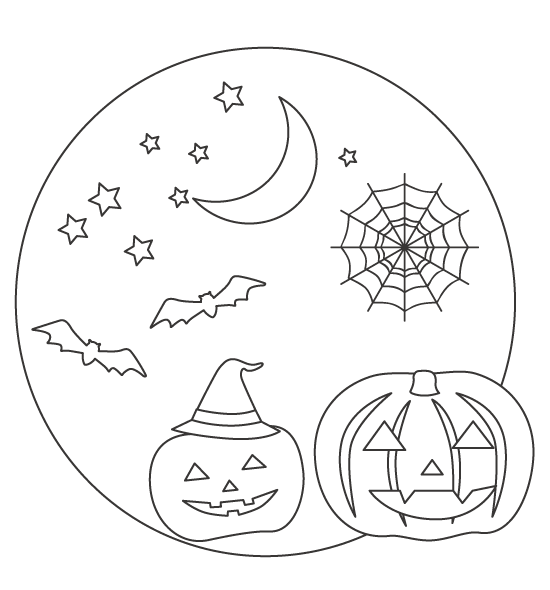 ハロウィンのぬりえ素材ぬりえパーク
