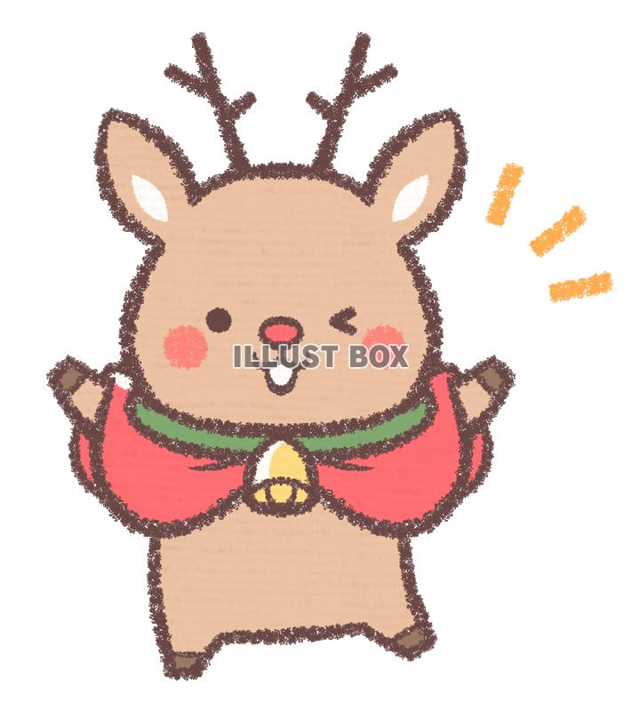 クリスマス 見上げるサンタさんと雪だるまのイラスト 線あり：イラスト無料