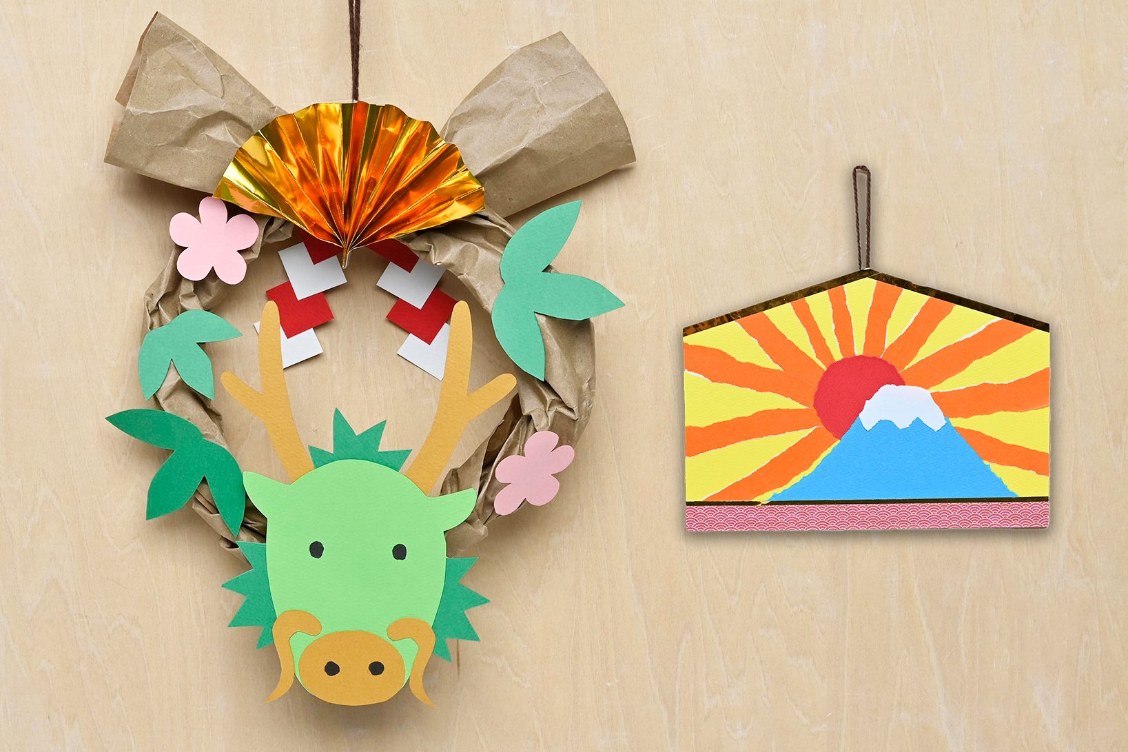 おりがみで簡単「お正月の切り紙 だるま・梅・松 」 保育士ワーカ