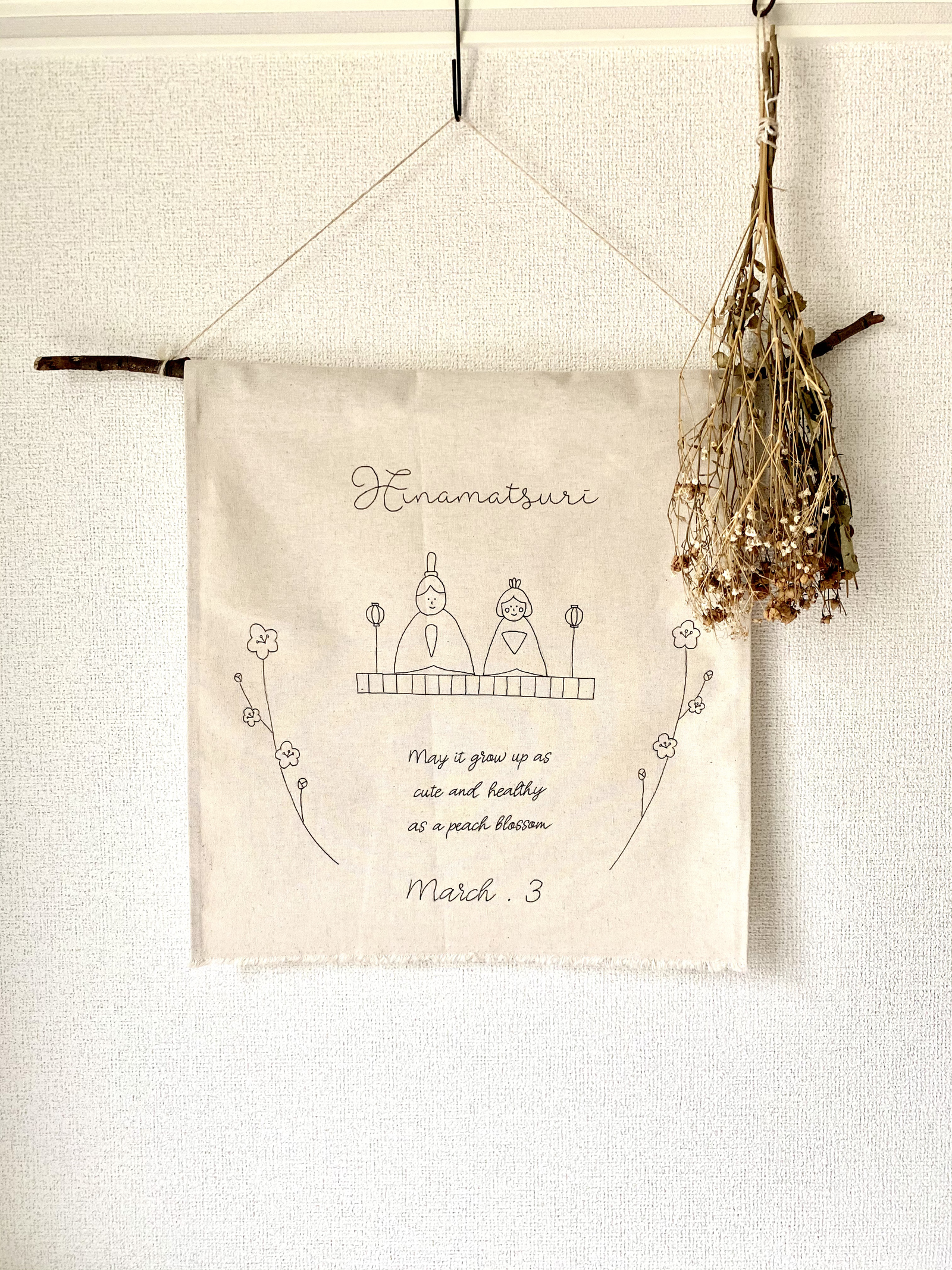 ひな祭りタペストリー手作りキット 風物短冊 3月 吊り雛飾りで桃の節句 生地 和柄 和布 ちりめん手芸通販布がたり