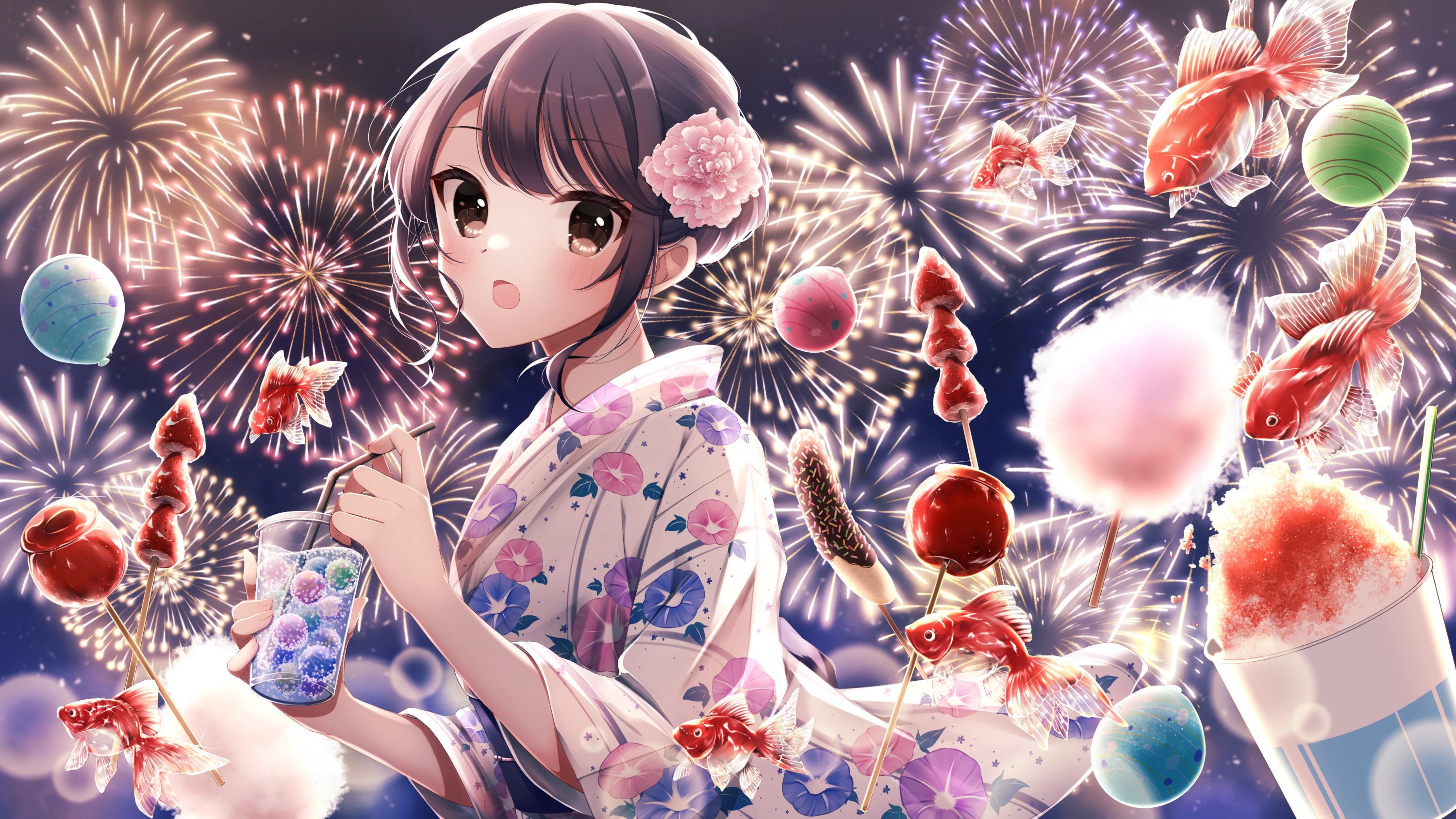 手描きイラスト オリジナル 浴衣 女の子