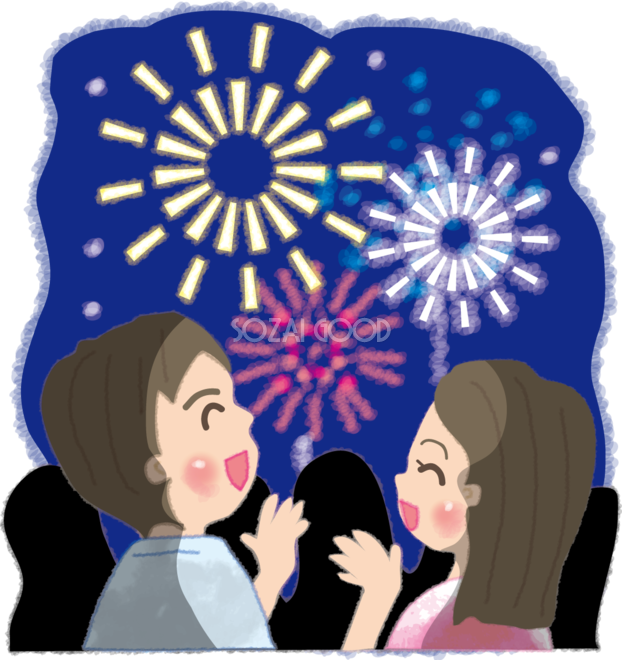 シンプルイラスト無料花火 背景 青色イラストダウンロード