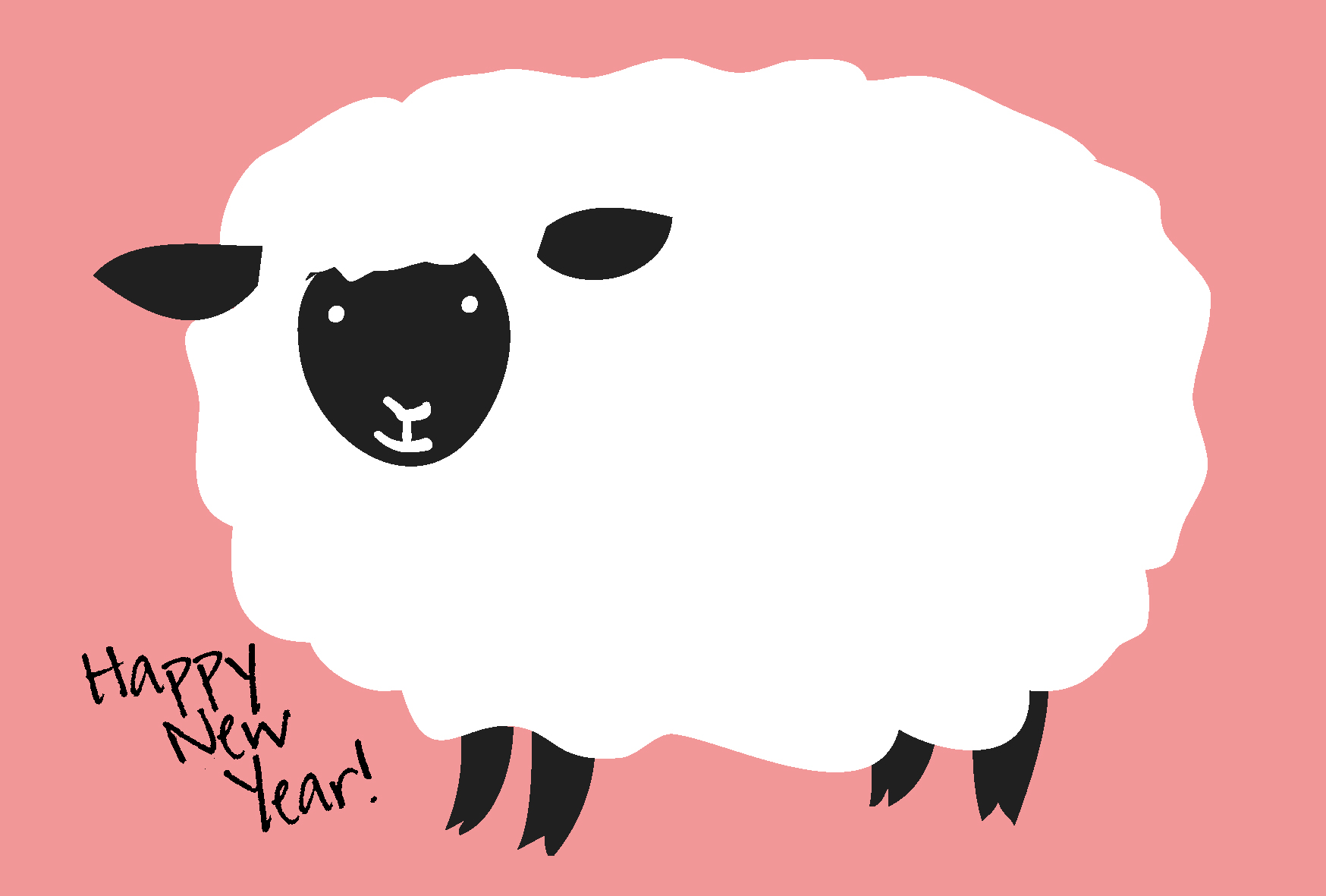 イラストデータ販売2027年 シンプルな未年年賀状 横型イラストダウンロード