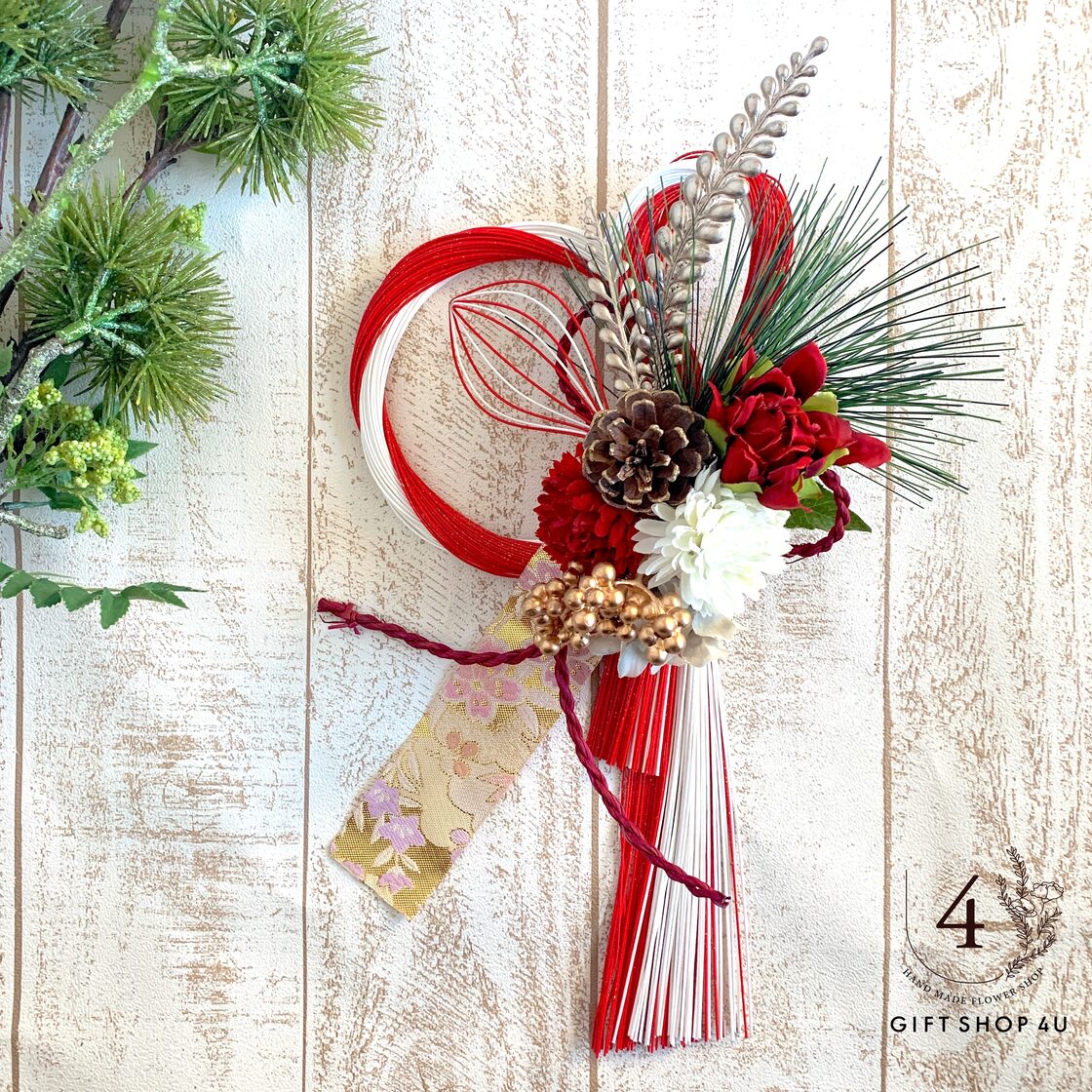 正月飾り しめ縄 末広栄飾り お正月飾り しめ縄飾り しめ縄リース しめ飾り おしゃれ モダン 玄関 玄関ドア リース 水引 注連縄 送料無料.しめ縄. -結納屋 長生堂 - プレゼント＆ギフトのギフトモール