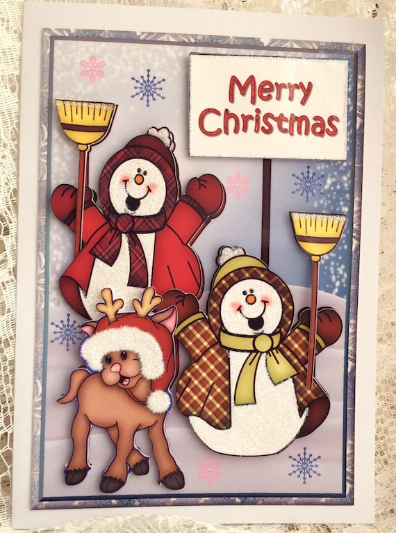 手書きっぽい雪だるま＆靴下クリスマスカードテンプレート - ポストカード・イラスト素材サイト イラストareiraPostcardtemplate