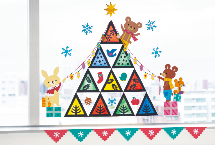 クリスマス製作 フラワーペーパーで簡単！ステンドグラス風飾り♪①