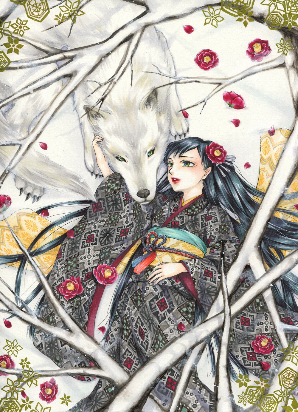 年賀状用イラスト素材切り絵梅の花 イラスト素材1535816- フォトライブラリ