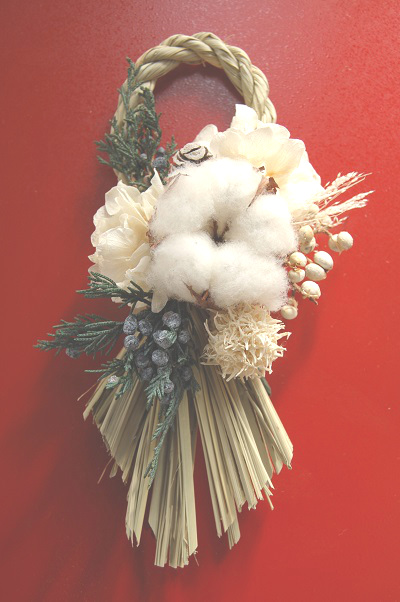 春の彩リースドライフラワー お正月しめ縄リース 大 春彩しめ飾り しめなわ しめ縄 ドライ