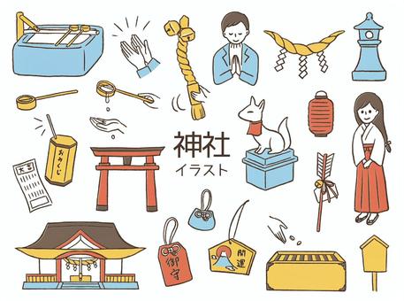 無料イラスト初詣で神社に参拝する振袖姿の女性グループパブリックドメインQ：著作権フリー画像素材集