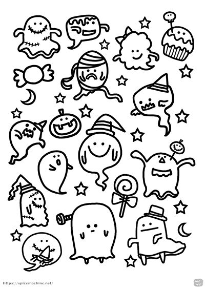 ハロウィンの塗り絵 無料 ダウンロード&プリントかぼちゃ、おばけ、魔法使いなど楽しいハロウィン
