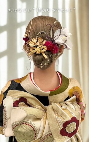 髪飾り 成人式 前撮り 胡蝶蘭 金箔シート 水引 七五三 和装 袴ヘア 193 -アトリエ美鈴 - プレゼント＆ギフトのギフトモール