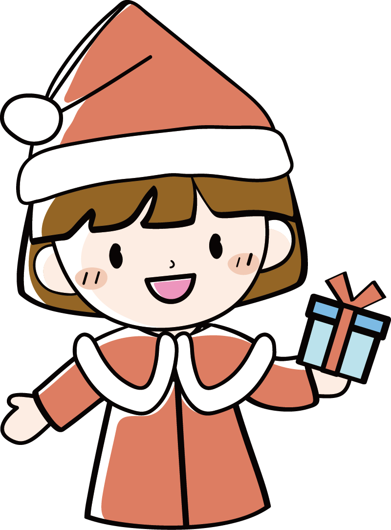 生活・行事・クリスマス・冬・人 プレゼントを持ったサンタさんのかわいいフリーイラストフタバのフリーイラスト