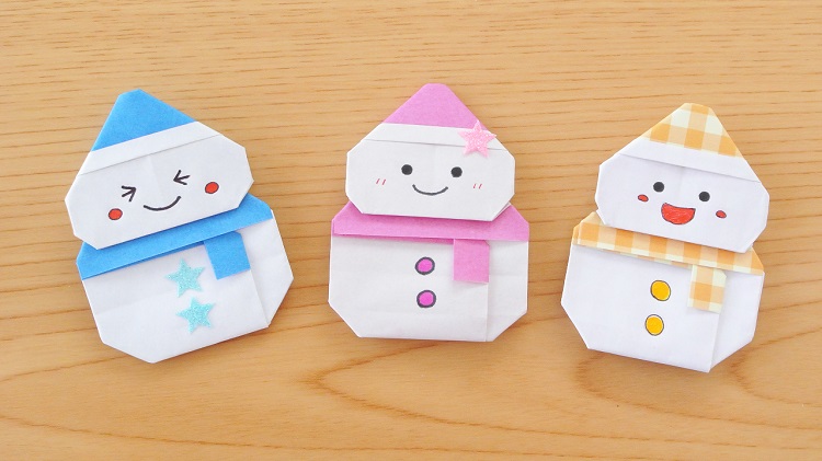 簡単折り紙『雪だるま』の折り方How to fold origami “snowman”