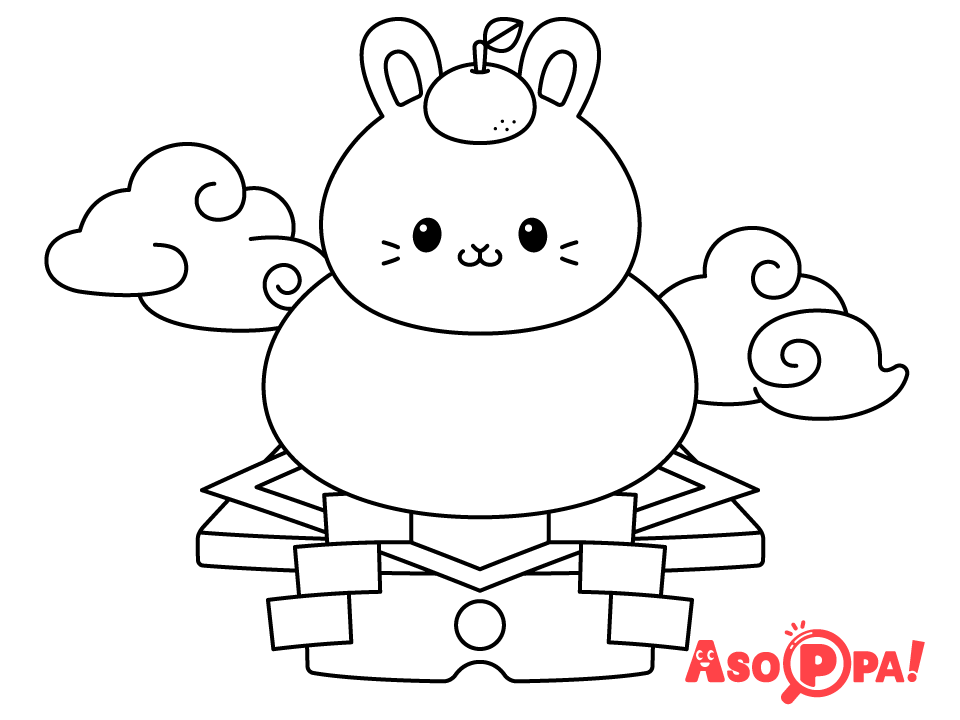 正月飾りとヘビ 巳年正月ぬりえぴよぴよプリント