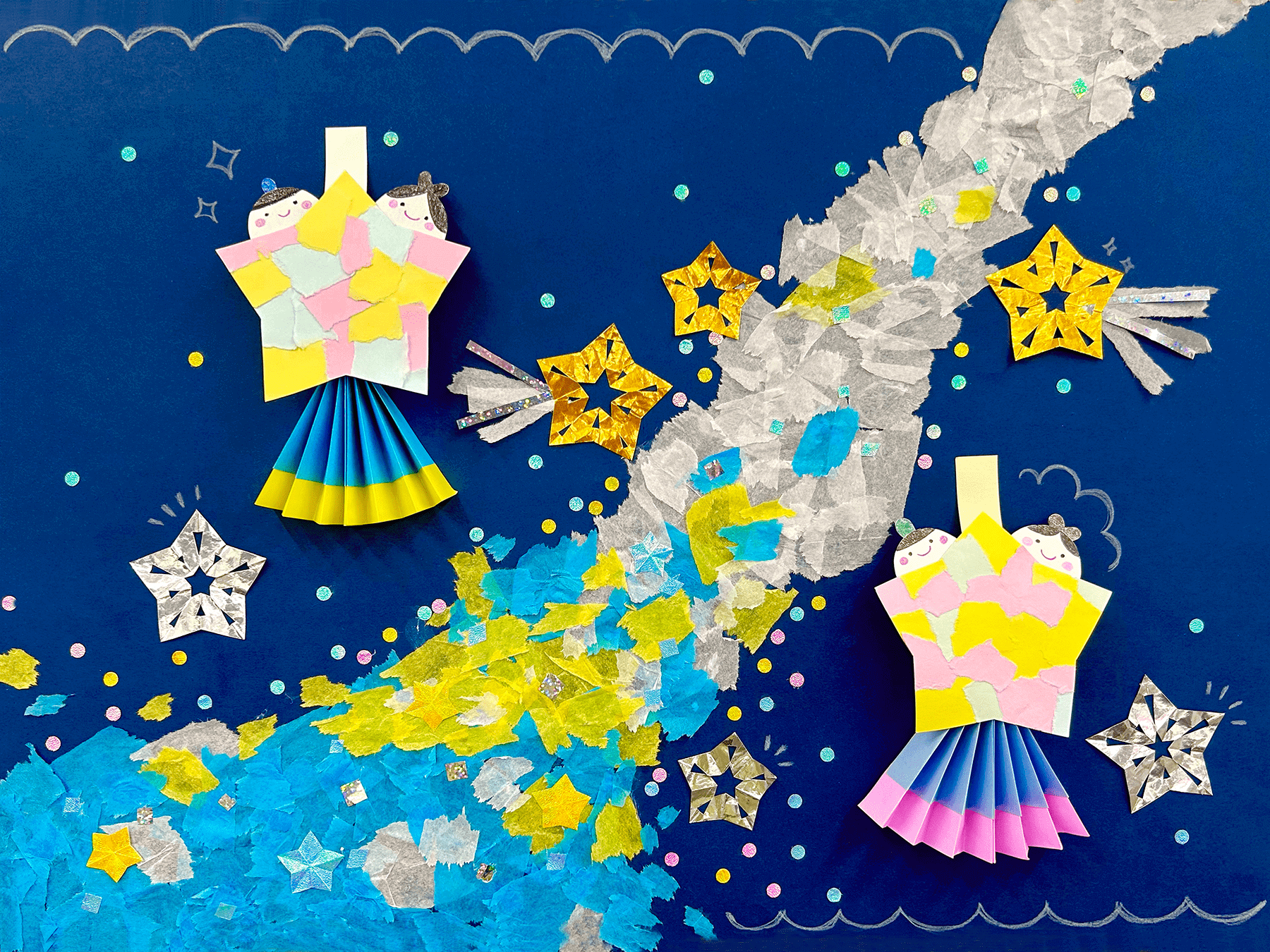 星を折り紙で簡単に作る折り方 - 保育園や幼稚園で子供が楽しく折れる「七夕飾り・笹飾り」作り方をゆっくりと丁寧な音声ガイド