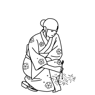 お盆無料のAi・PNG白黒シルエットイラスト