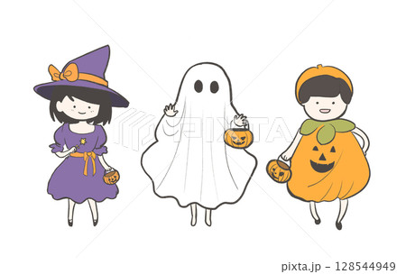 ハロウィンの仮装をした子供たち01のイラスト素材54948567- PIXTA