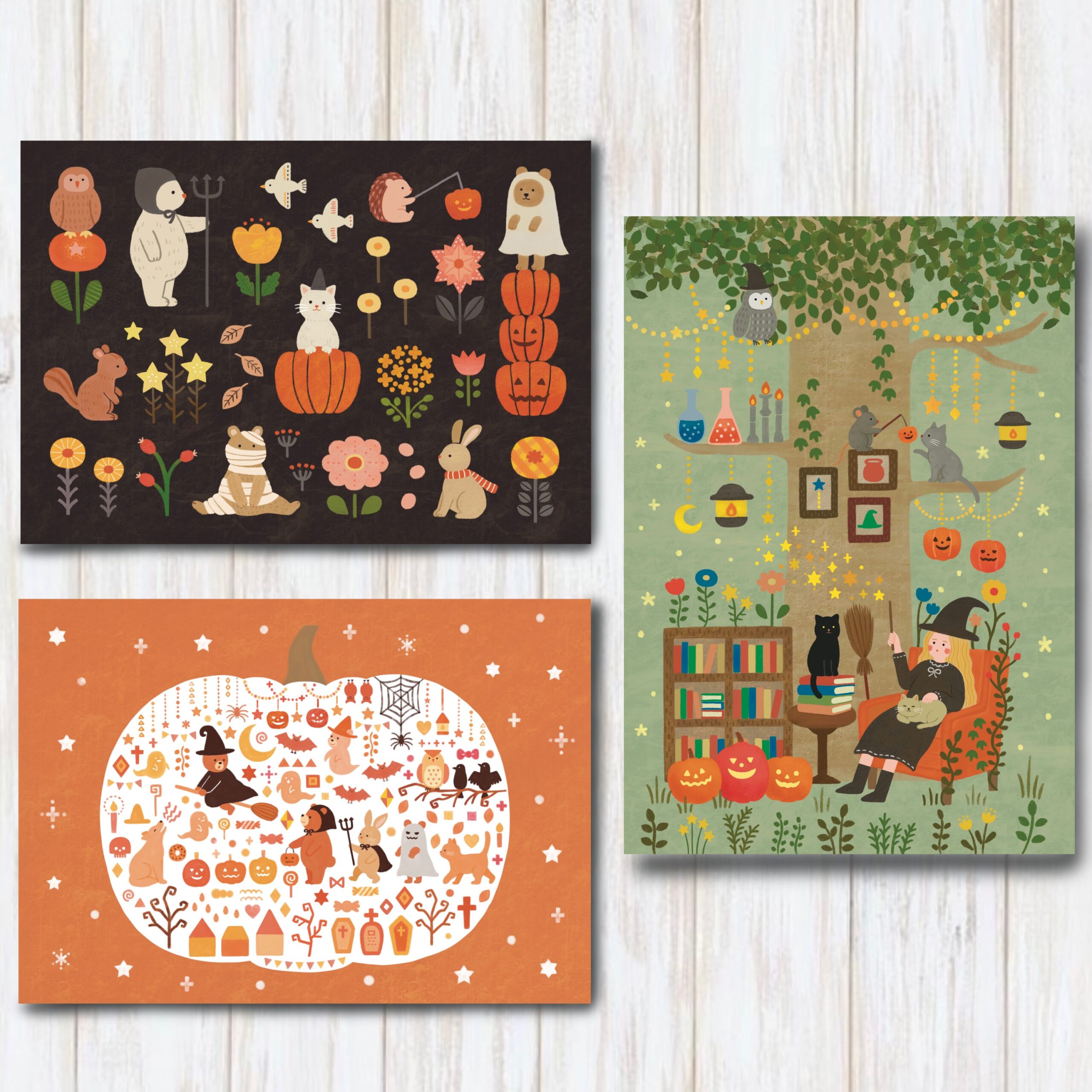 ハロウィンカード - ポストカード無料テンプレート 「イラストareira」 Free Postcard