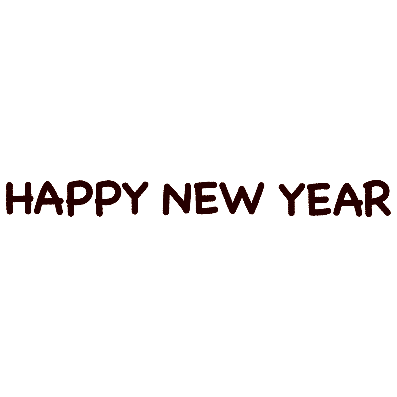 ハート形のHAPPY NEW YEAR 赤透過PNG ：イラスト無料