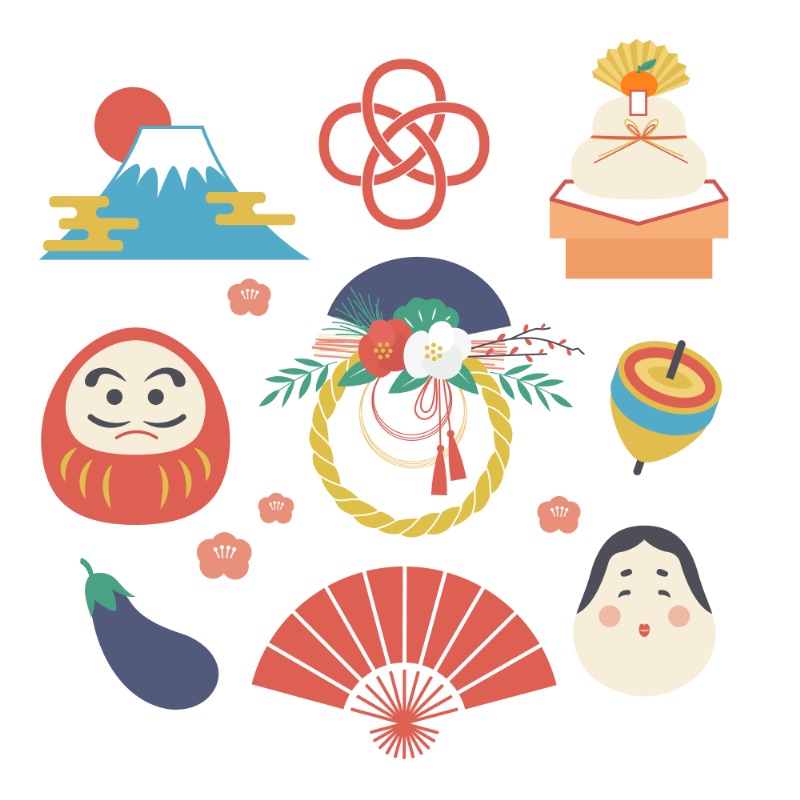 2025年の干支「巳」の年賀状イラスト 縁起の良い蛇と富士山 横長 – 無料ダウンロードイラストダウンロード